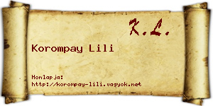 Korompay Lili névjegykártya